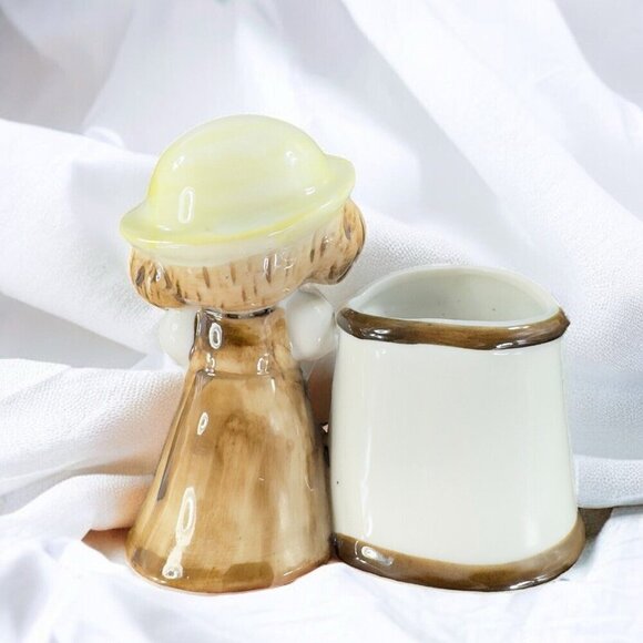 Vintage Whimsical Ceramic Girl With Watering Can Planter Flower Vase Porcelain - Picture 4 of 16